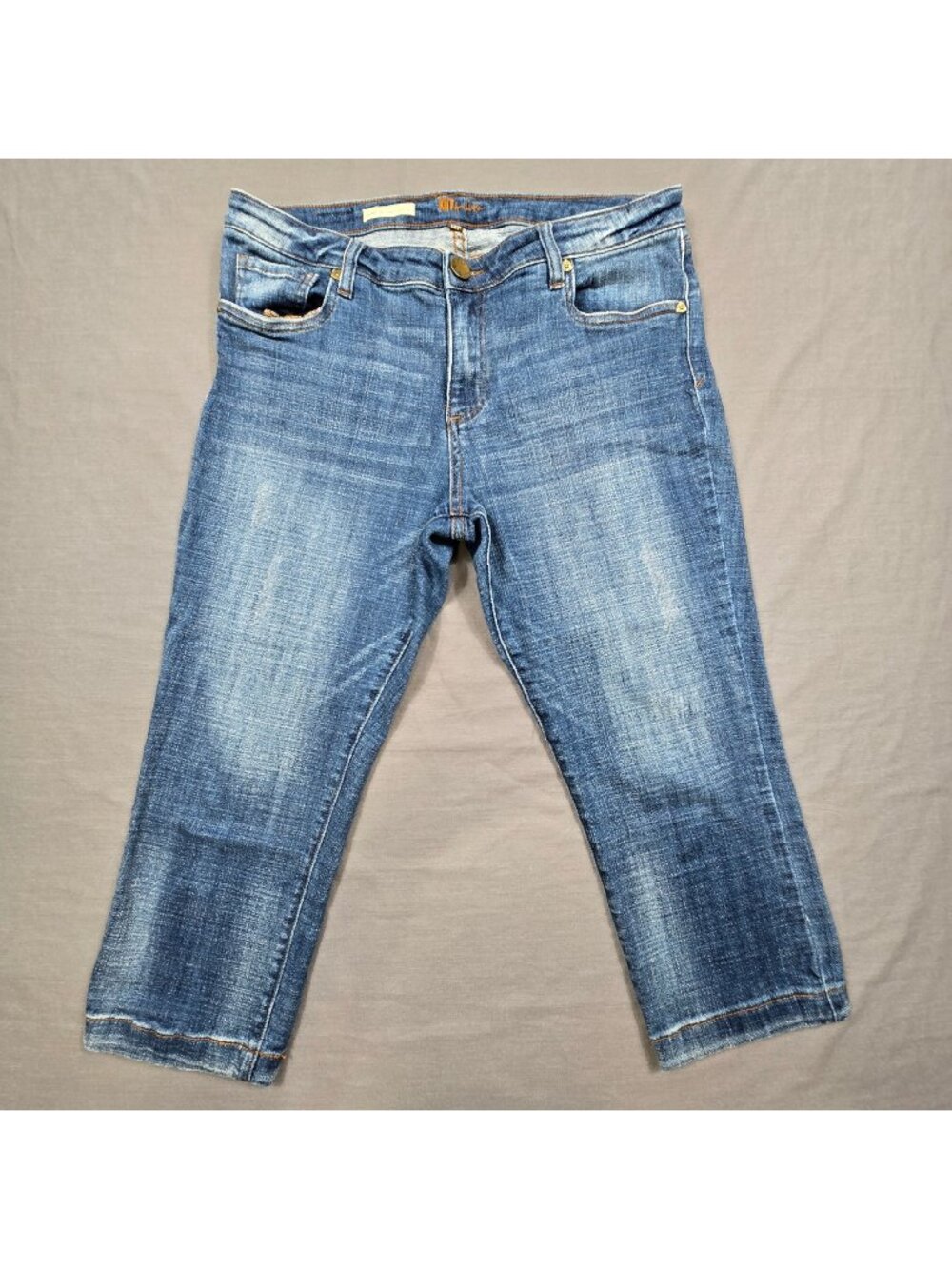 Kut From The Kloth Womens 12P Lauren Crop Straight Leg Petite Jeans Medium Wash